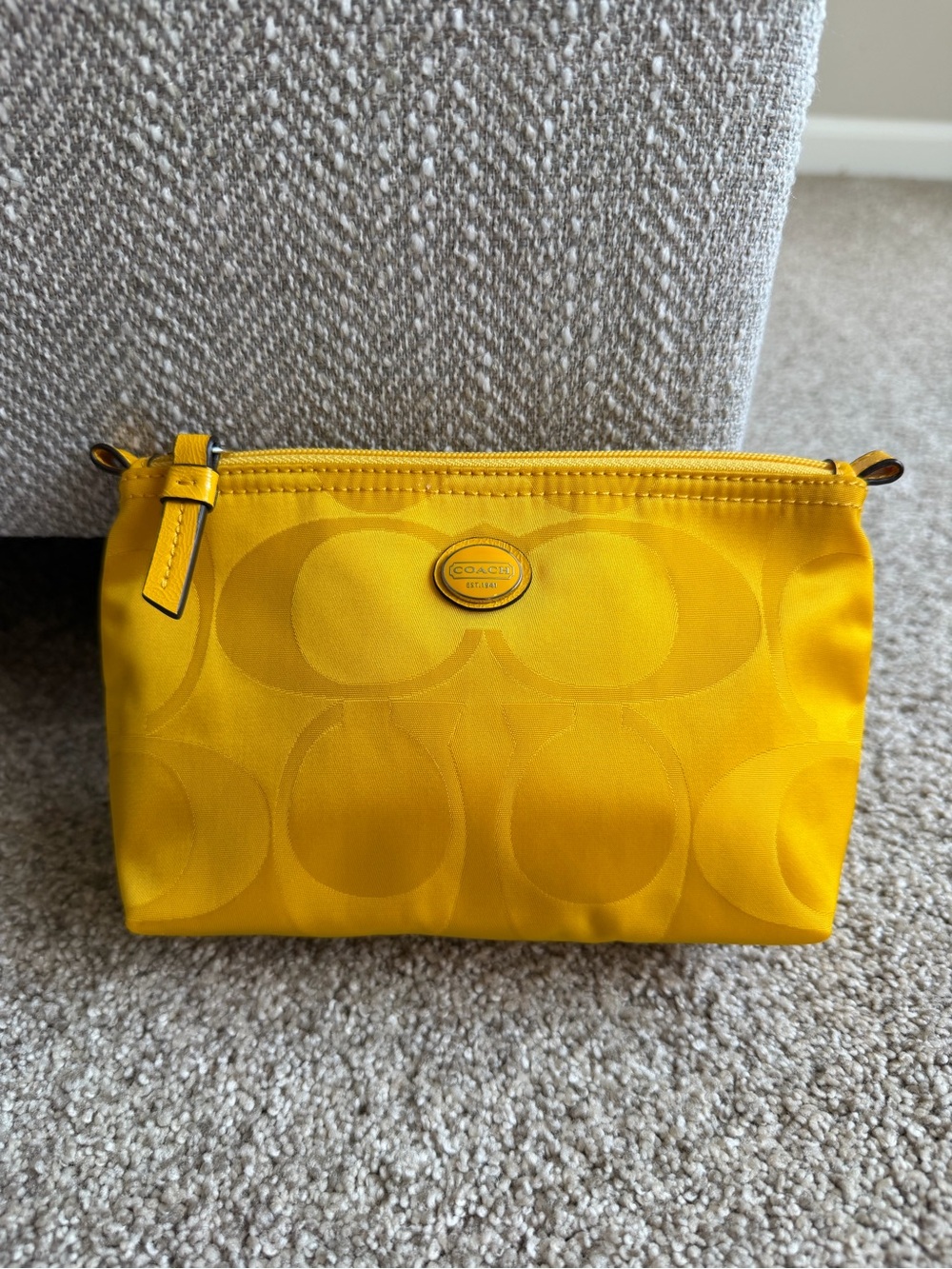 Coach Signature Nylon Cosmetic Pouch – Yellow